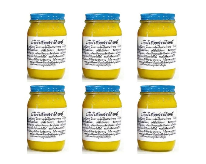 Wat Pho Osotip Yellow Balm: Authentic Thai Herbal Muscle Relief (Set of 6)