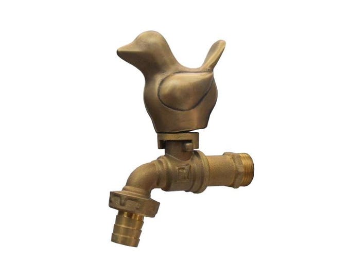 Brass Garden Tap Small Bird Spigot Faucet Vintage Yard Water Home Decor Outdoor