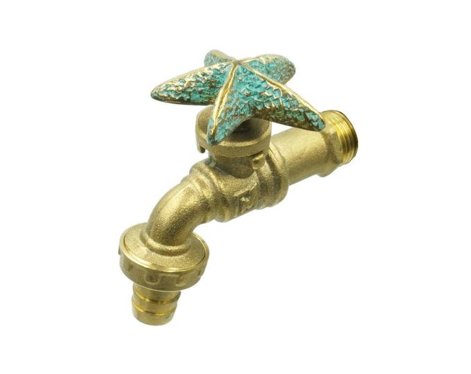 Brass Garden Tap Starfish Spigot Faucet Vintage Yard Water Home Decor Outdoor