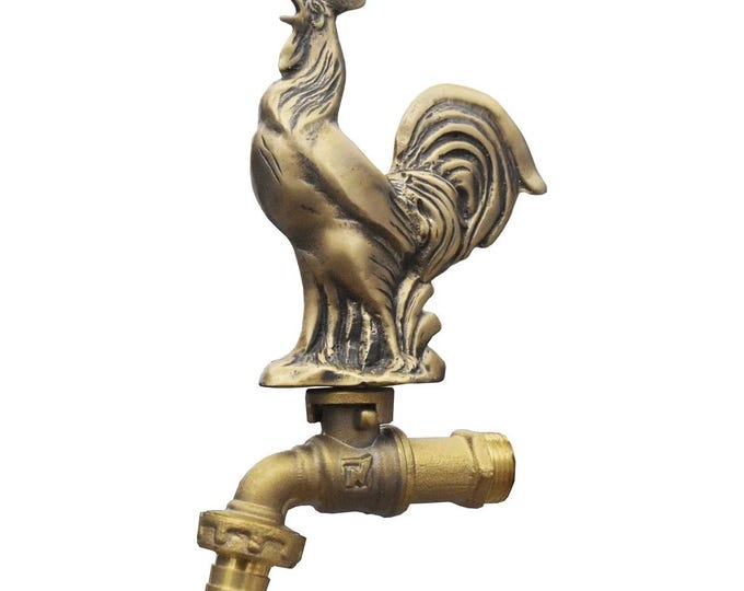 Brass Garden Tap Rooster Spigot Faucet Vintage Yard Water Home Decor Outdoor