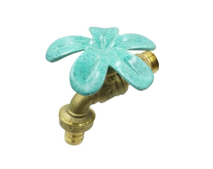 Brass Garden Tap Frangipani Flower Spigot Faucet Vintage Yard Water Home Decor Outdoor