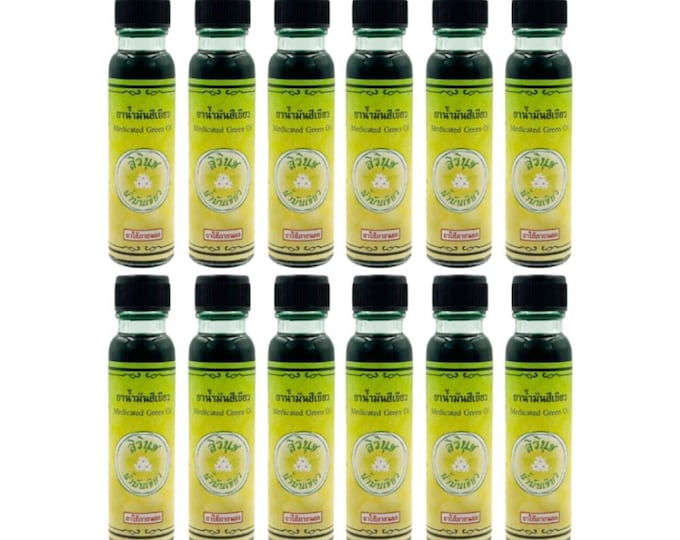 Sirinut Natural Green Oil, 24ml Herbal Massage Oil Cooling Relief Relaxation (Set of 12)