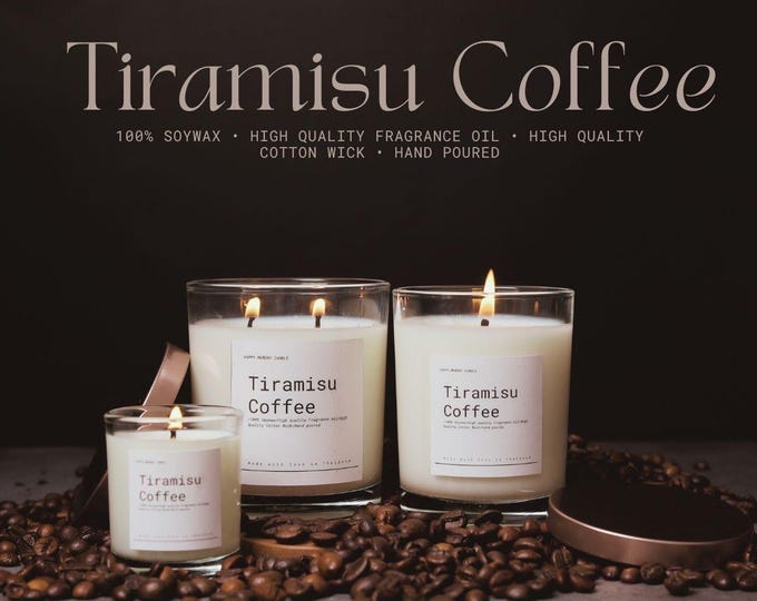 Set of  Tiramisu Coffee Essential Oil Candles | All-Natural Modern Candles, 150/200/300 ml.
