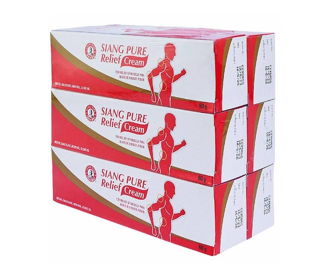 Siang Pure Relief Cream: Thai Herbal Muscle Rub (Set of 6, 60g Tubes)