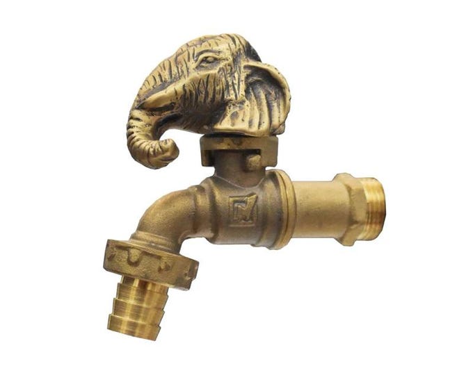 Brass Garden Tap Elephant head Spigot Faucet Vintage Yard Water Home Decor Outdoor