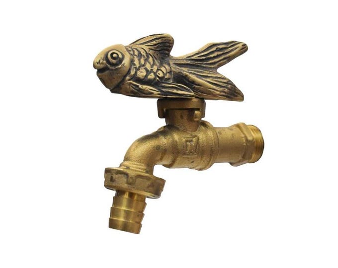 Brass Garden Tap Goldfish Spigot Faucet Vintage Yard Water Home Decor Outdoor