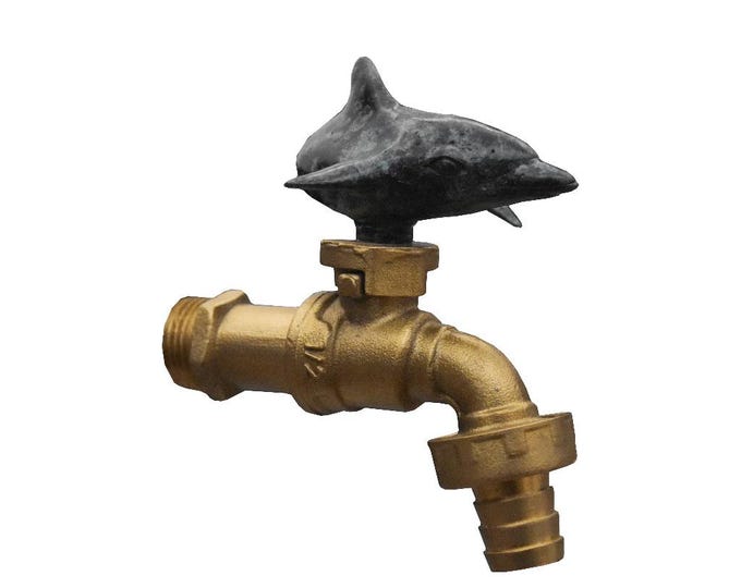 Brass Garden Tap Dolphin Spigot Faucet Vintage Yard Water Home Decor Outdoor