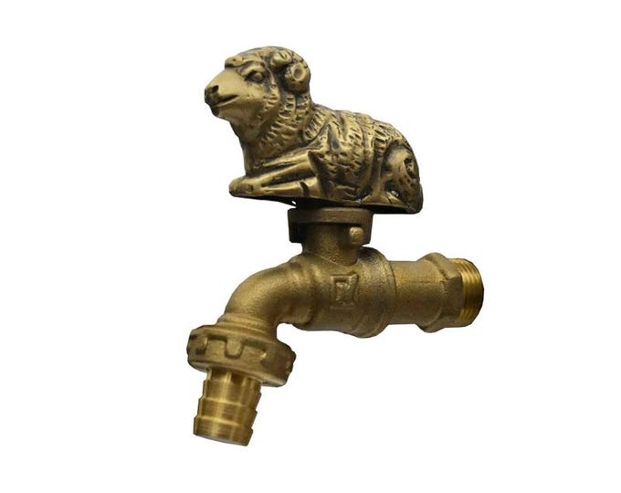 Brass Garden Tap Sheep Spigot Faucet Vintage Yard Water Home Decor Outdoor