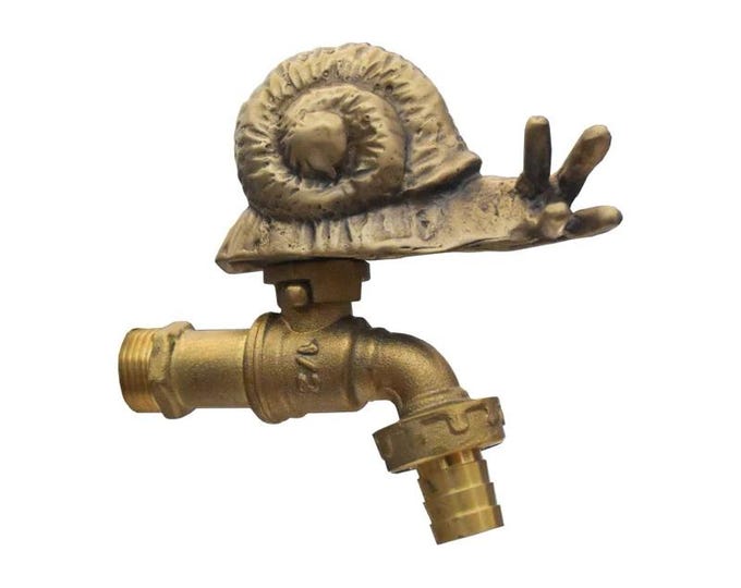 Brass Garden Tap Snail Spigot Faucet Vintage Yard Water Home Decor Outdoor