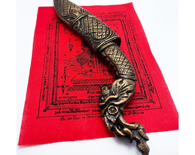 Handcrafted Naga Spirit Knife, Thai Mythology Ritual Dagger with Scabbard, Spiritual Altar Decor, Protective Talisman, Unique Gift for Him