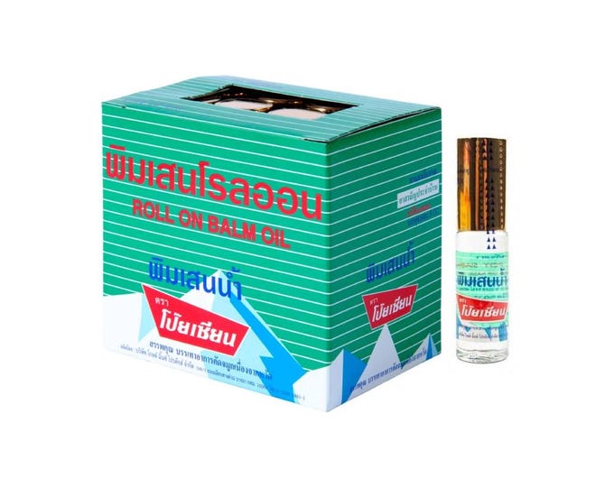 Poy Sian Pim-Saen Balm Oil Roll-on Relief Dizziness Nasal Congestion Original (12 pcs)