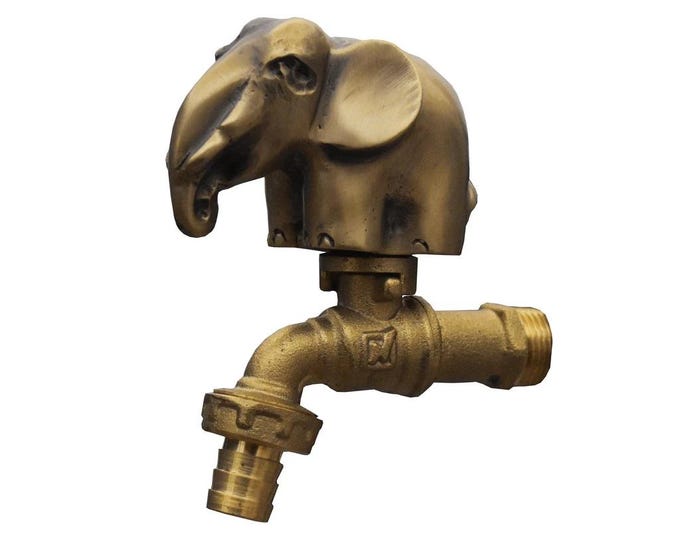 Brass Garden Tap Elephant A Spigot Faucet Vintage Yard Water Home Decor Outdoor