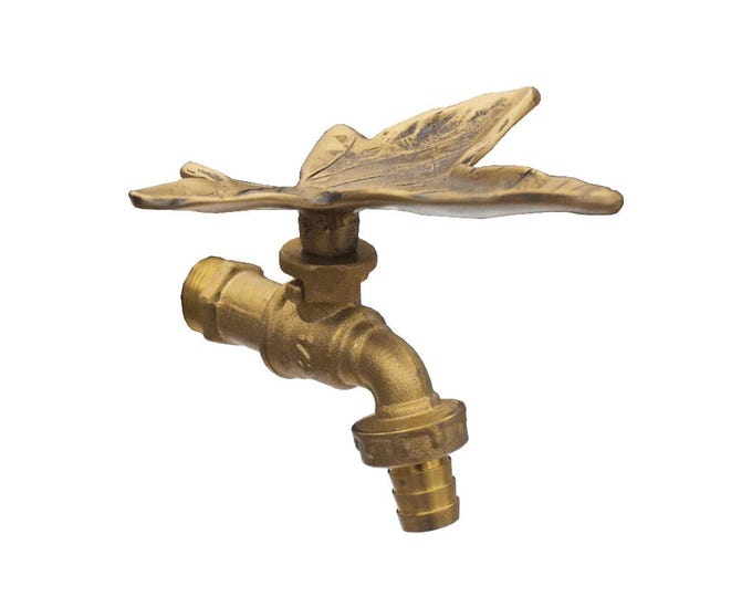 Brass Garden Tap Ivy gourd Leave Spigot Faucet Vintage Yard Water Home Decor Outdoor