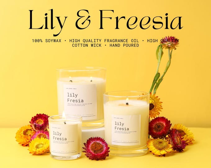 Hand-Poured Soy Wax Candles | Lily & Freesia Scent, Modern Home Fragrance