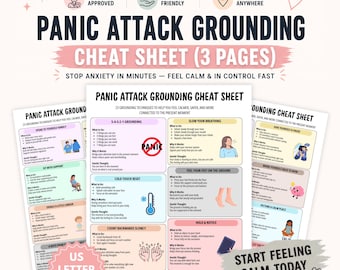 Panikangriff Erdung Spickzettel | 5-4-3-2-1 Angst Relief Printable | Beruhigende Techniken PDF