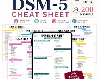 DSM-5-Spickzettel (PDF) | Über 200 psychische Störungen – Nachschlagewerk | Psychologie-Lernmaterialien | Für Psychologiestudierende | Sofort-Download
