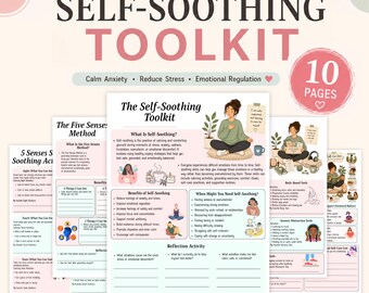 The Self-Beruhigendes Toolkit, Angstabbau, Stressabbau, Bewältigungsfähigkeiten, Emotionale Regulierung, Selbstfürsorge, Therapie Arbeitsblätter, druckbare PDF