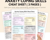 Anxiety Coping Skills Cheat Sheet | Printable Anxiety Relief Worksheet | Grounding & CBT Techniques | Mental Health PDF | 3 Pages