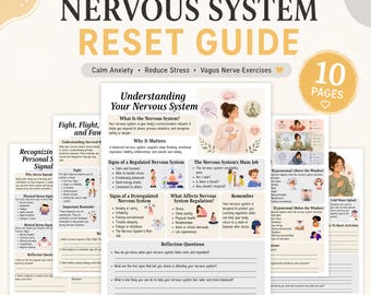 Anleitung zum Zurücksetzen des Nervensystems, Vagusnervübungen, Angstlinderung, Stressabbau, Regulierung des Nervensystems, somatische Heilung, druckbare PDF-Datei