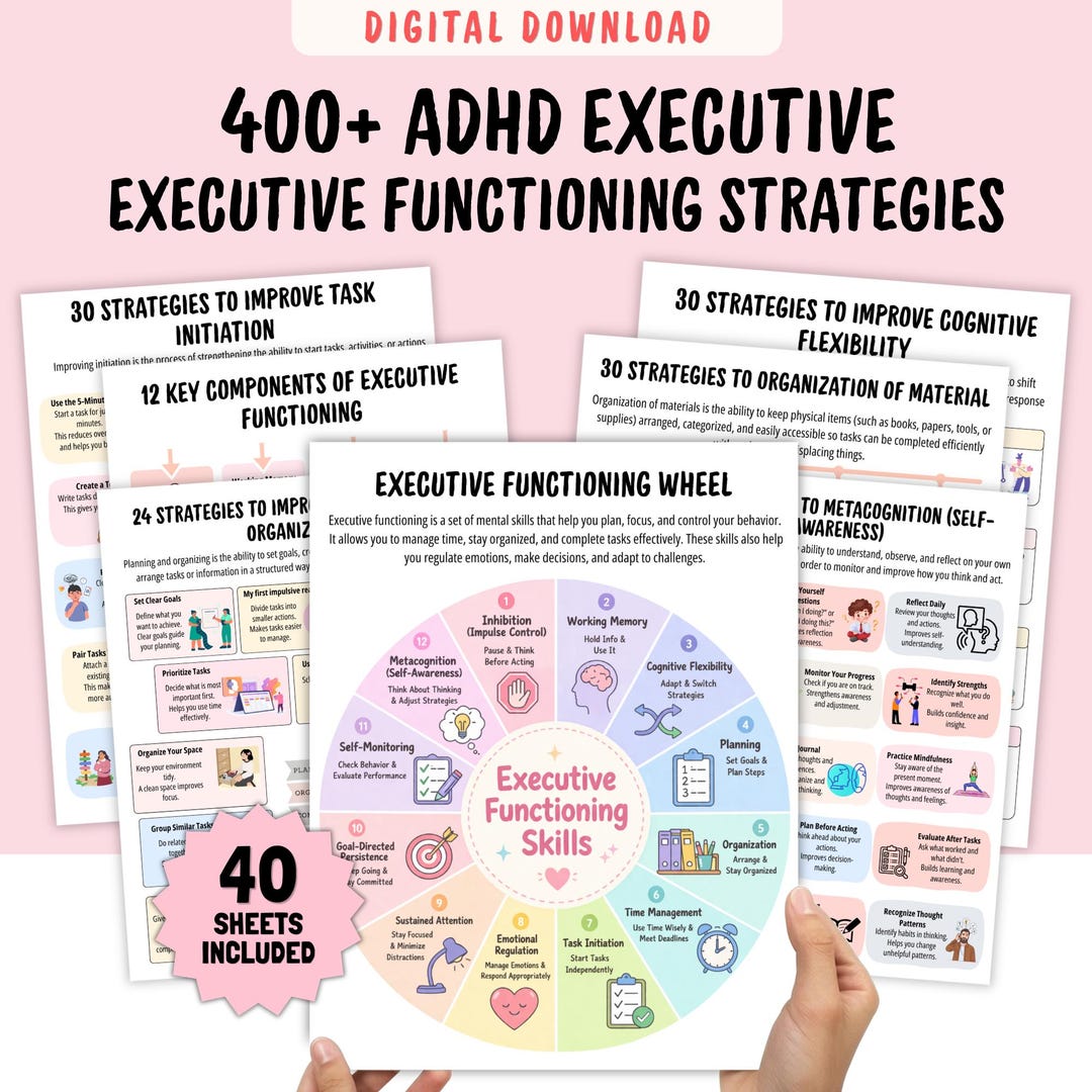 400+ ADHD Executive Functioning Strategies , Psychoeducation Worksheets ...