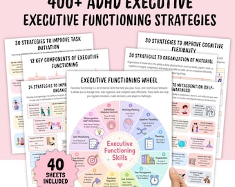 400+ ADHS Exekutivfunktionstrends, Psychoedukation Arbeitsblätter, Exekutivfunktionsrad, digitaler PDF-Download