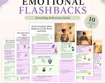 Emotional Flashbacks Guide, Trauma Recovery, CPTSD Arbeitsbuch, Angst Relief, Erdungstechniken, Therapie Arbeitsblätter, printable PDF
