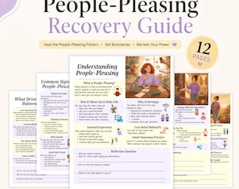 Menschen gefällig Genesung Anleitung, Grenzen Arbeitsbuch, Selbstwert, Angst Relief, Therapie Arbeitsblätter, psychische Gesundheit, printable PDF