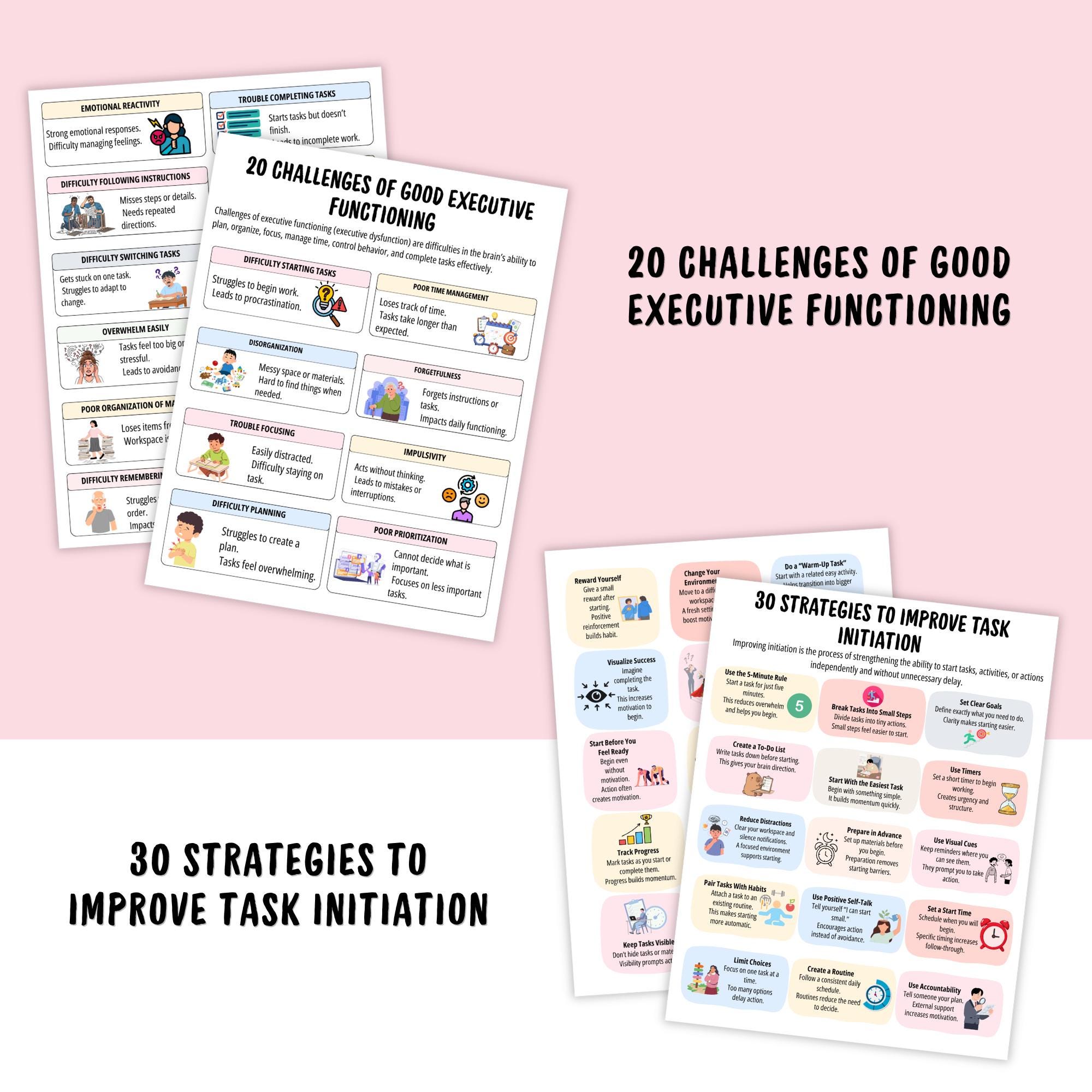 400+ ADHD Executive Functioning Strategies , Psychoeducation Worksheets ...