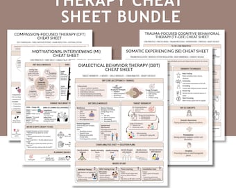 Therapie Spickzettel-Bundle | Psychische Gesundheit Eingriffe (Instant Download)
