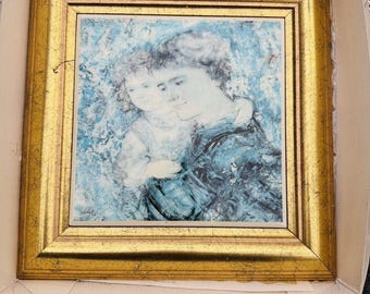 Edna Hibel Daddys Little Girl Collection gerahmte Fliese mit COA Limited 378/2000