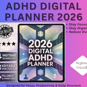 Adhd Daily Planner Printable Template Digital Download Focus Organizer Productivity System Executive Function Student Planning Task