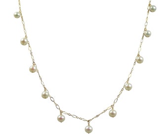 Collana di perle delicate / Gioielleria professionale per tutti i giorni / Gemma d'acqua dolce di qualità pregiata su catena in argento o oro / Regalo di laurea o matrimonio per lei