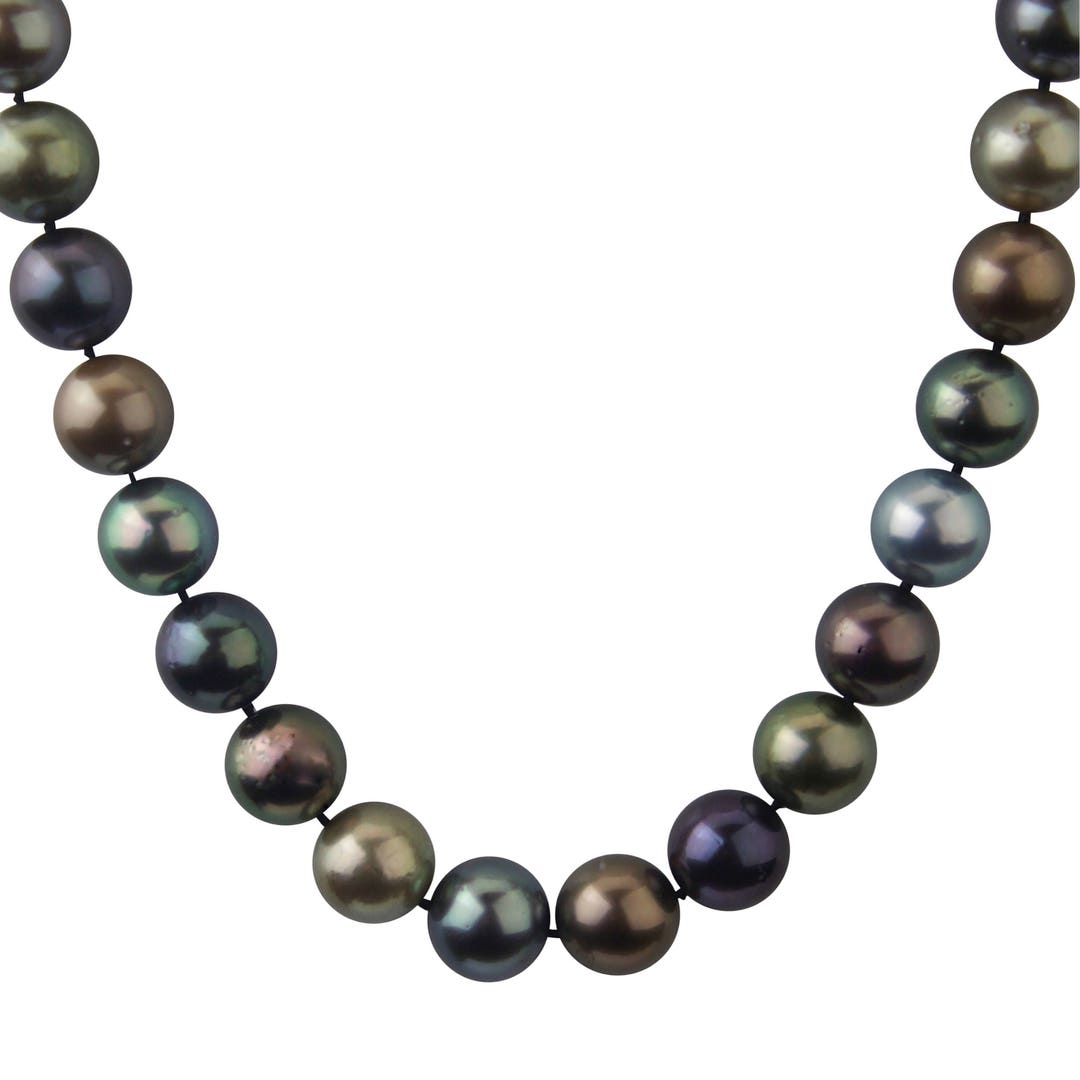 Real Black Pearl Necklace Multi Color 9mm Genuine Tahitian Etsy