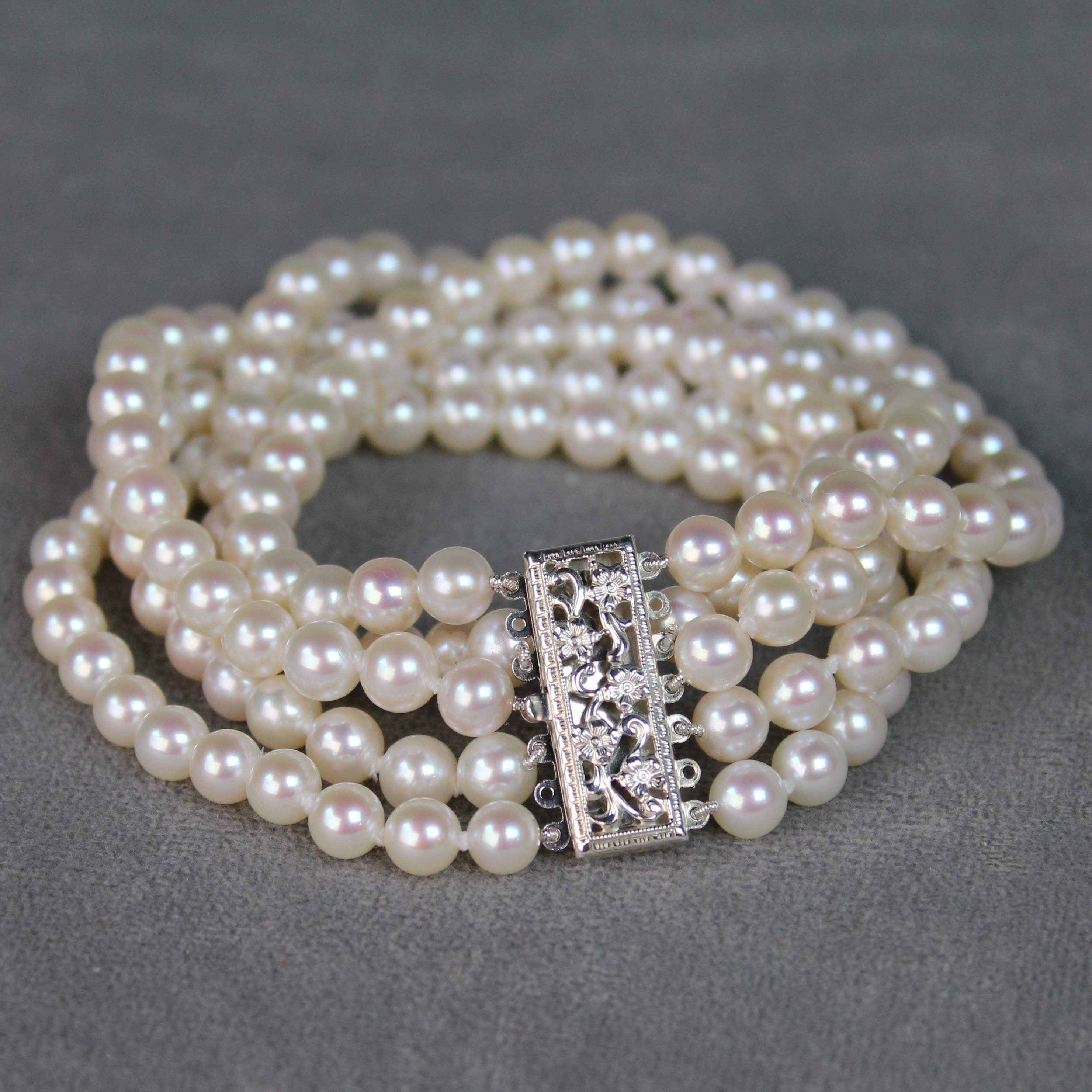 Multi strand cheap pearl bracelet