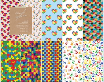 Autism Awareness Premium Vinyl Patterns & Iron-on HTV, Self-Adhesive, Permanent, Removable, DIY Crafts, for all Cricut cutting machines
