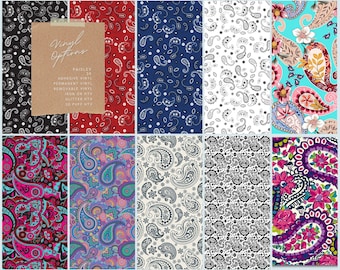 Paisley Premium Vinyl Patterns, Self-Adhesive Permanent, Removable & Iron-on HTV, Perfect for DIY Crafts, for Cricut cutting machines