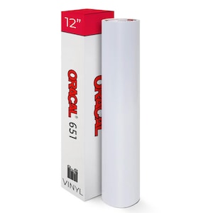 May include: A white vinyl roll and a white box with red accents. The box is labeled "12" and features the brand name "ORACAL 651" in red. The vinyl roll is approximately 30 cm in width.