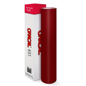 May include: A roll of dark red vinyl next to a white box with the text "ORACAL 651" and "12" on the top. The vinyl roll is approximately 30 cm in width. The box also has the word "VINYL" printed on it.