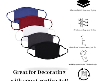 Lightweight Cotton Cloth Face Mask for Men and Women, One Size, Unisex Mask for Adults, Breathable, Washable, Double Layer, Made in the USA