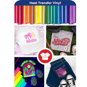 Rolo de vinil termocolante Siser EasyWeed 12" x 20" para camisetas, moletons, bolsas e muito mais, compatível com máquinas de corte Cricut.