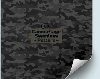 Black Camo Pattern Vinyl & Iron-on HTV Heat Tape Provided, for Cricut cutting machines