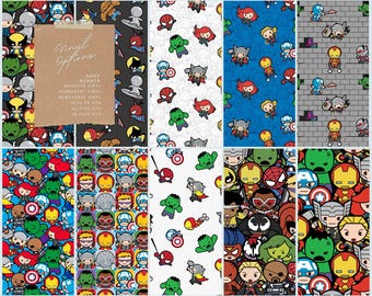 Vinyle et HTV à motif inspiré des super-héros, adhésif permanent, amovible, parfait pour les travaux manuels, pour les machines de découpe Cricut