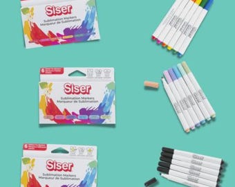 6 Pack Siser Sublimation Markers Iron-on Heat Transfer Markers for T-Shirts, Bags & more, Perfect for DIY Crafts, for Cricut cutting machine