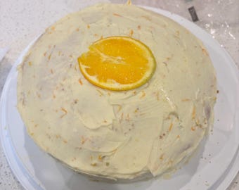 Two Layer Orange  Cake with Orange Cream Cheese Frosting
