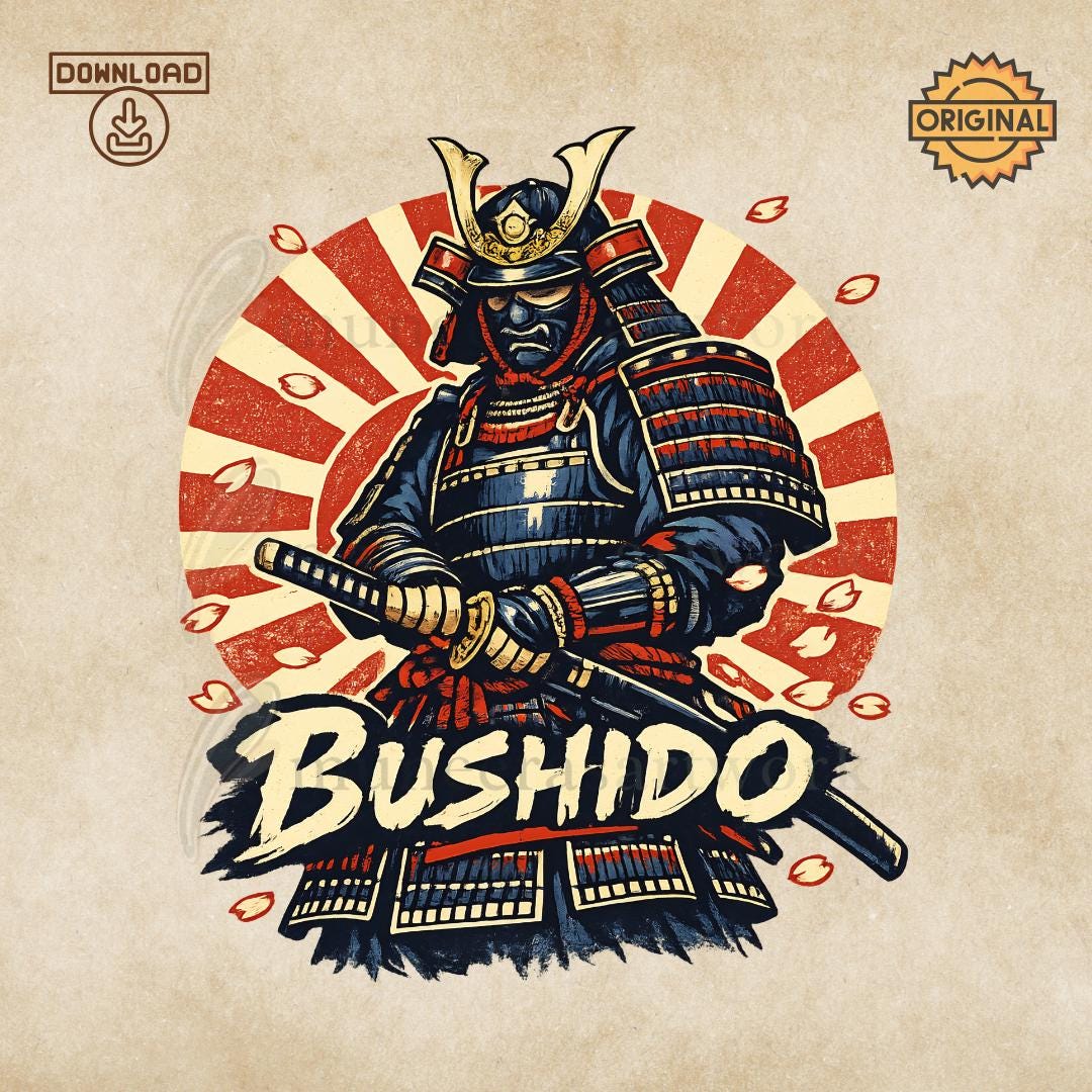 Bushido Samurai PNG Download, Japanese Warrior Shirt, Vintage Samurai ...