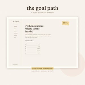Digital Goal Planner, Calming Accessible Workbook | Interactive HTML File | Seven Guided Pages, ADHD-Friendly