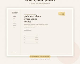 Digital Goal Planner, Calming Accessible Workbook | Interactive HTML File | Seven Guided Pages, ADHD-Friendly