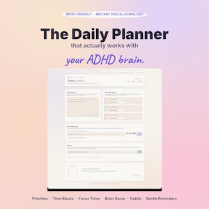 ADHD College Planner, Digital Download with Brain Dump and Habit Tracking