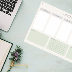 Weekly Focus Planner | Minimal Printable PDF | A4 | Mind Order