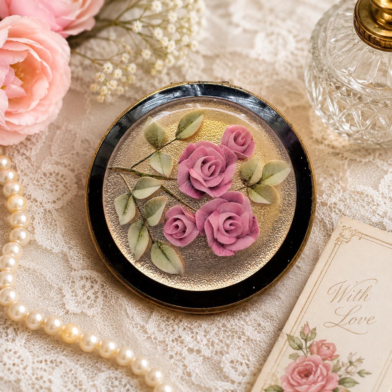Vintage Carved Rose Mirror - Etsy